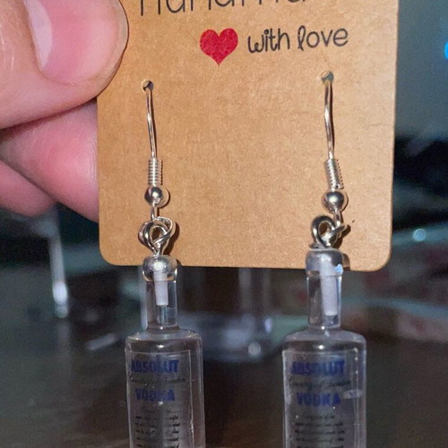 Handmade Absolut Vodka earrings new