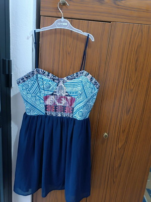 Forever 21 Short Dress Like New, Dark Blue With Patterns, Size L