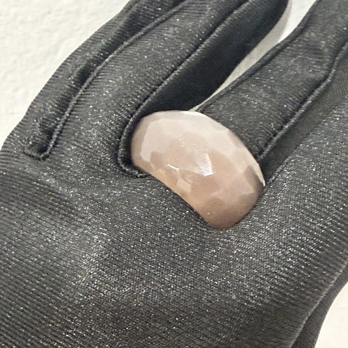 Sunstone natural ring, handmade, unique peach-pink