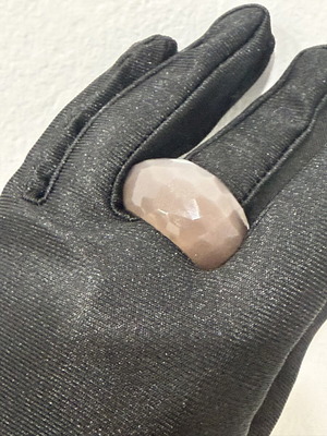 Sunstone natural ring, handmade, unique peach-pink