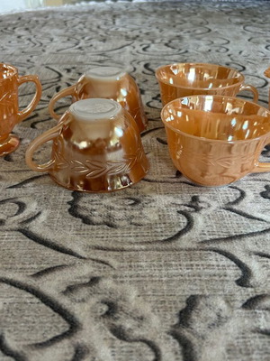 Anchor Hocking Fire King serving set used, peach lustre, 1960s