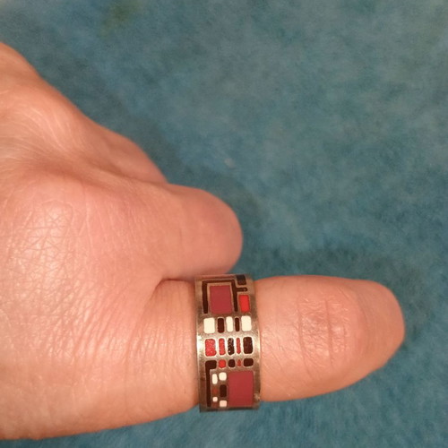 Stainless Steel Ring with Enamel new