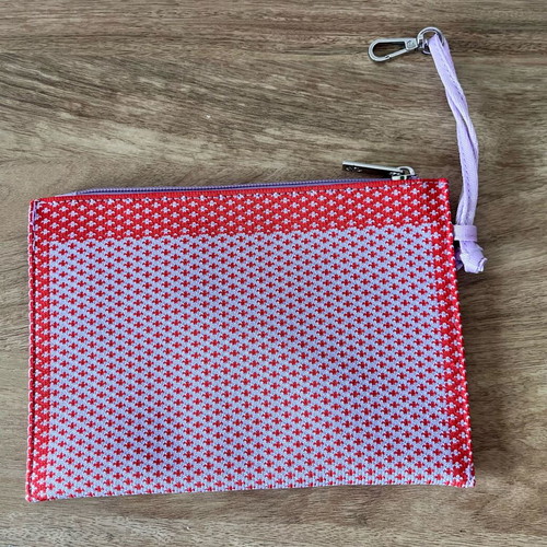 United Colors of Benetton knitted pouch wristlet new, red and lilac