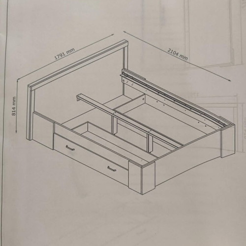 JYSK bedroom set with double bed and three-door wardrobe