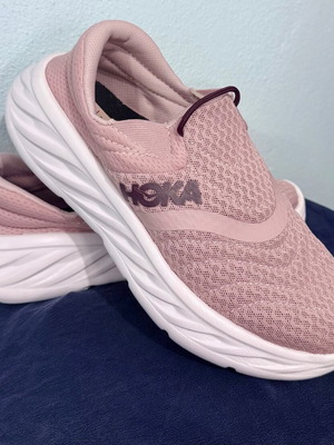 Hoka One One athletic shoes new, size 37.5, beige and pink