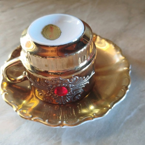 Vintage porcelain tea cup with saucer 1970 used