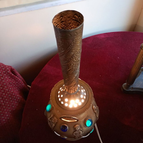 Brass table lamp used, height 40 cm