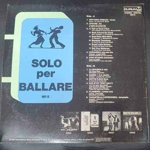 Vinyl Solo Per Ballare No 5 used, Durium 1988
