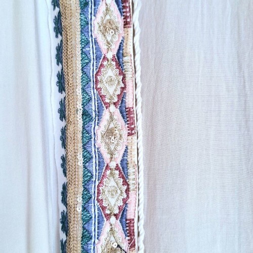Achilleas Caftani like new, cotton with sequins and fringes
