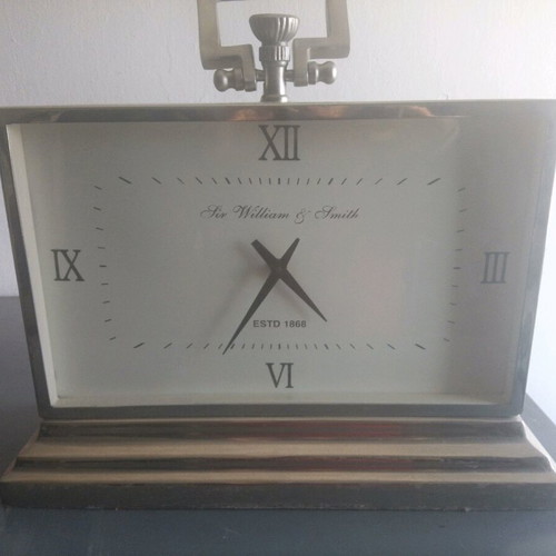 Table clock used, 43#47 cm, battery powered, inox