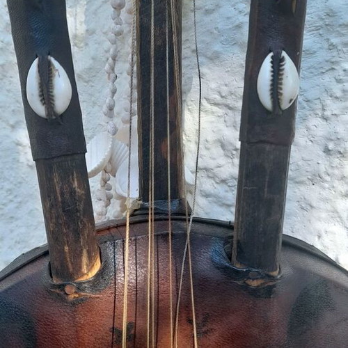 Kora African Traditional String Instrument used, decorative with shells