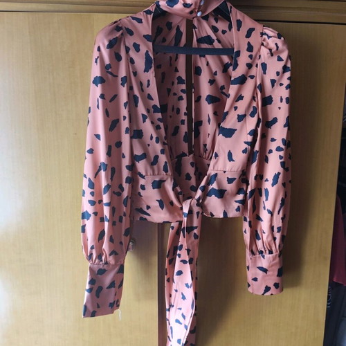 Satin top N.Large new, black and orange
