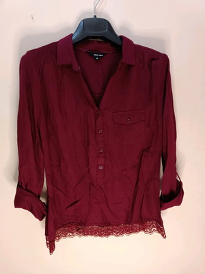 Tally Weijl women's blouse with lace hem size Medium like new, red