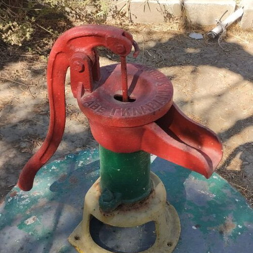 Touloumpa hand water pump used, Glavanis No 3 cast iron collectible