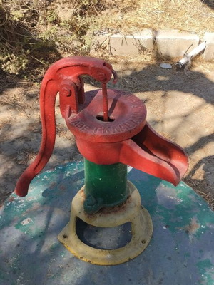 Touloumpa hand water pump used, Glavanis No 3 cast iron collectible