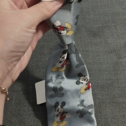 Disney Mickey Mouse children's tie new, clip-on, turquoise satin