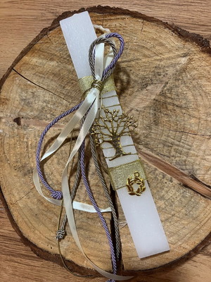 Handmade aromatic flat candle 29 x 3.5cm with metal tree new