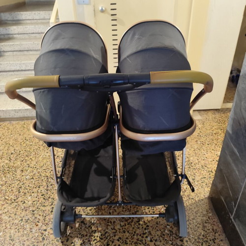 Chipolino twin stroller with baskets and car seat adapters used