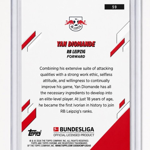 Topps Chrome Bundesliga 2025-26 Yan Diomande RC card like new
