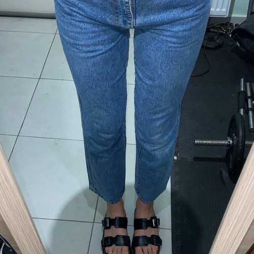 Women's high-waisted vintage jeans used, blue, size L