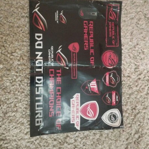 Asus stickers used, pack of 12, some creased