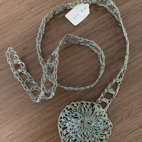 Veloudakis handmade metal belt, adjustable, olive metallic and grey