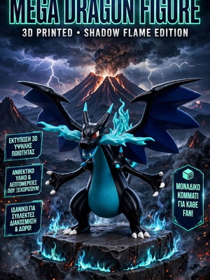 Pokémon Charizard X Shadow Flame Edition 3D εκτυπωμένη φιγούρα
