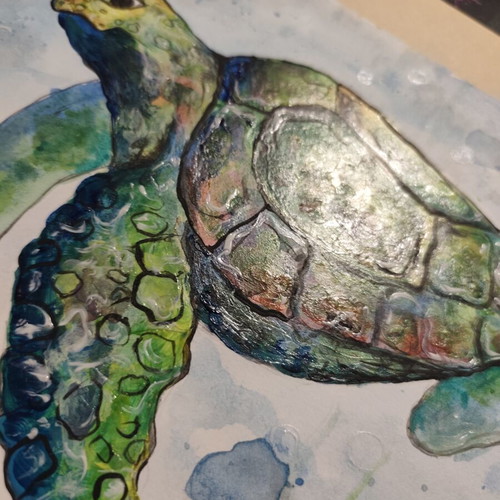 Sea Turtle Original Painting by Eleni Papadopoulou on Watercolor Paper