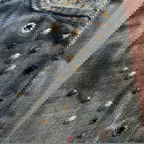 Sugar Care дънкова бермуди размер s-m, ръчно изработени японски с органичен памук