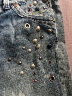 Sugar Care дънкова бермуди размер s-m, ръчно изработени японски с органичен памук