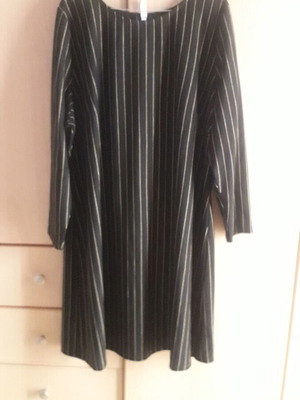 Sheego plus size dress black with gold vertical stripes, size 54