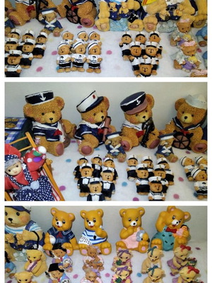 Vintage ceramic bear figurines new, 157 pieces with extras