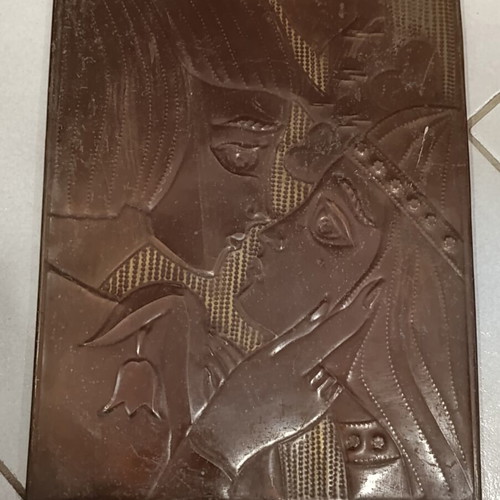 Copper handmade painting used, 30x23 cm, 1960s