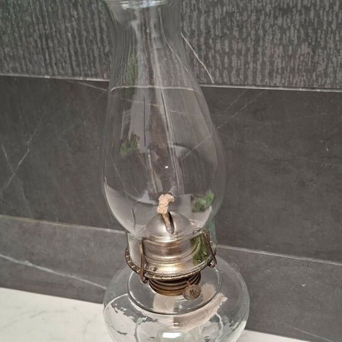 Antique Satin Glass Duncan Three Face Oil Lamp used, c. 1878
