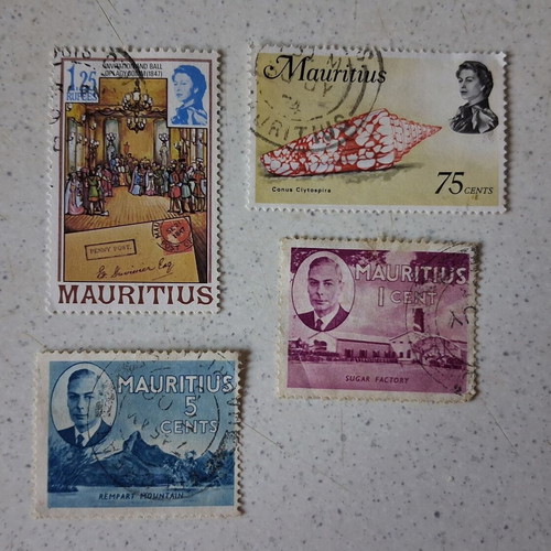 Mauritius stamps used, pack of 4 with historical themes