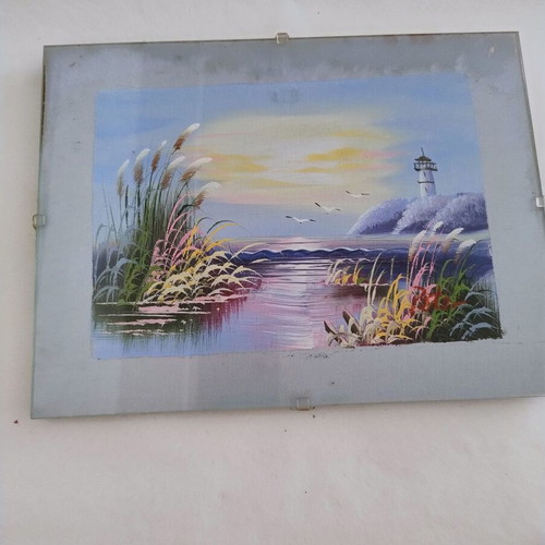 Canvas painting in frame used, 24x18 cm