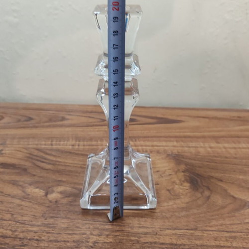 Set of 2 Bohemian vintage crystal candlesticks like new with small ashtray
