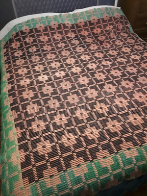 Χειροποίητο υφαντό αργαλειού μεταχειρισμένο, 180x186cm, Κρήτη 50s