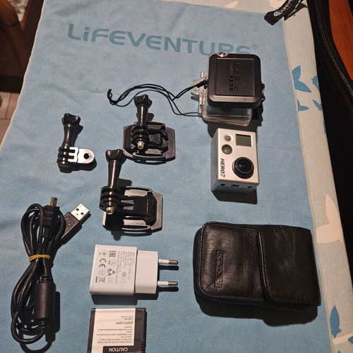 Go Pro Hero 2 used with waterproof housing and accessories