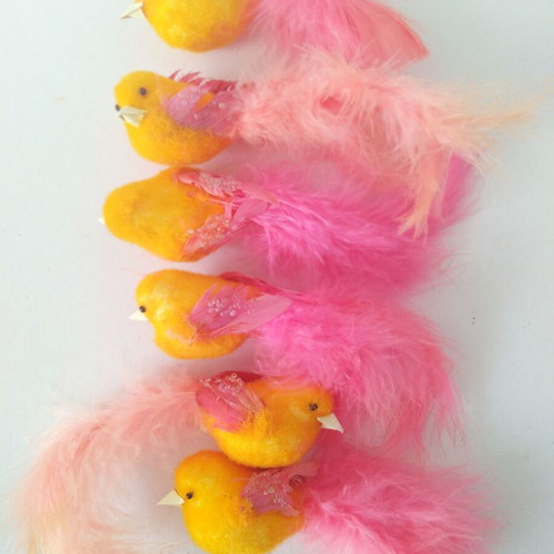 Set of 6 decorative birds with feathers new