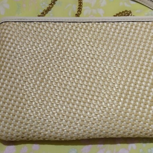 Verde shoulder bag like new, beige, straw with lining