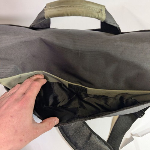 X-CASE laptop bag used, gray, with strap wear
