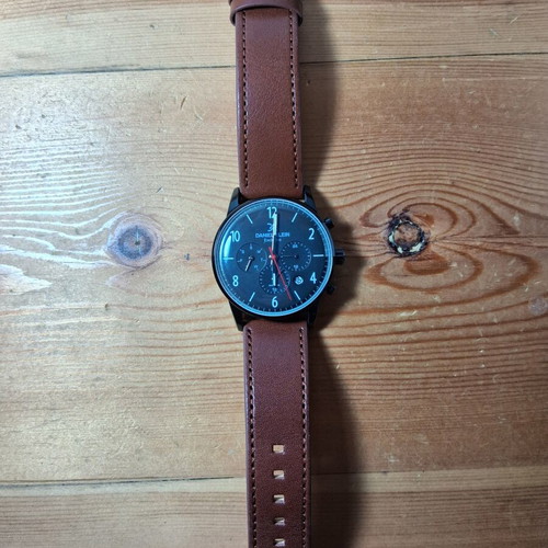 Daniel Klein Exclusive 11832A men's wristwatch, black dial, brown leather strap