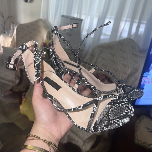 Snake Print Sandals size 37 like new with thick heel and ankle strap