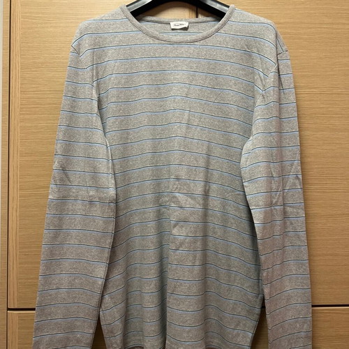 American Vintage long-sleeve shirt new, gray with turquoise stripes, XXL