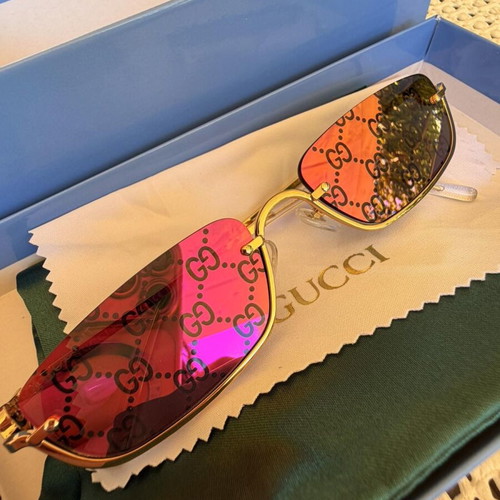 Gucci GG1278S 005 Sunglasses new, gold frame purple mirror