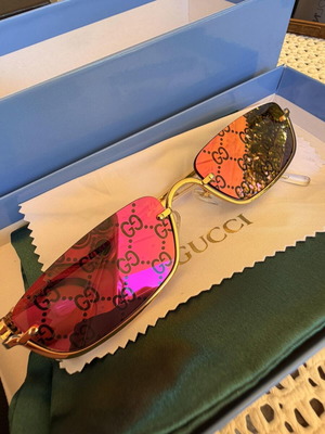 Gucci GG1278S 005 Sunglasses new, gold frame purple mirror