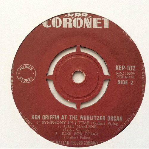 Ken Griffin And The Wurlitzer Organ 45 RPM vinyl record used