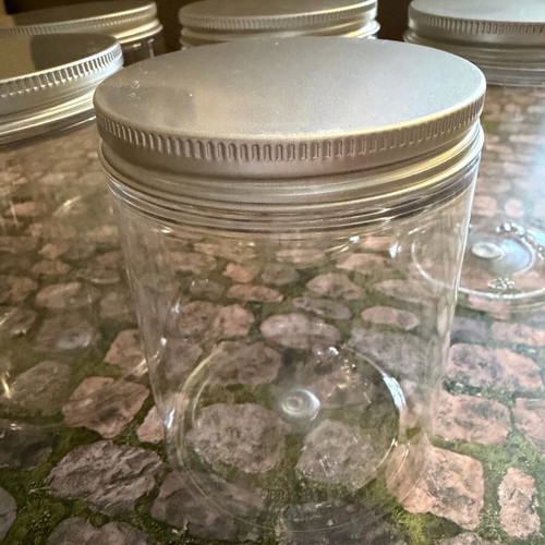 Plastic jars new 300ml with aluminum screw lid