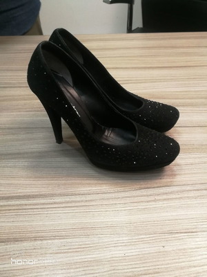 Xaris Kazakos Black Pumps with Rhinestones Used, Size 39, Made in Italy